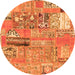 Round Machine Washable Patchwork Orange Transitional Area Rugs, wshabs1964org