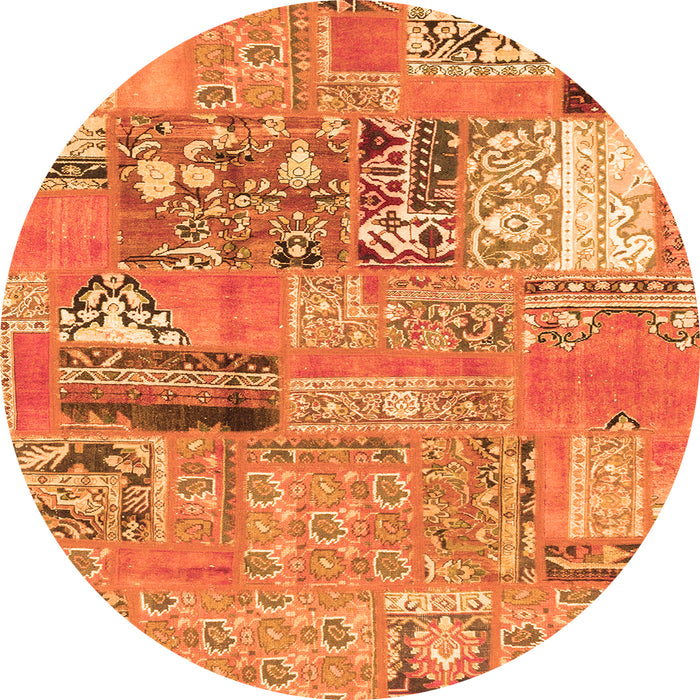 Round Patchwork Orange Transitional Rug, abs1964org