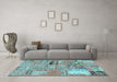 Machine Washable Patchwork Light Blue Transitional Rug in a Living Room, wshabs1964lblu