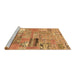 Sideview of Machine Washable Patchwork Brown Transitional Rug, wshabs1964brn