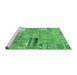 Sideview of Machine Washable Patchwork Emerald Green Transitional Area Rugs, wshabs1964emgrn