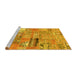 Sideview of Machine Washable Patchwork Yellow Transitional Rug, wshabs1964yw