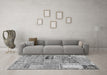 Machine Washable Patchwork Gray Transitional Rug in a Living Room,, wshabs1964gry