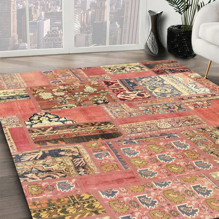 Machine Washable Abstract Chestnut Red Rug in a Family Room, wshabs1964