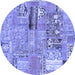 Round Patchwork Blue Transitional Rug, abs1964blu