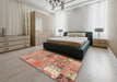 Machine Washable Abstract Chestnut Red Rug in a Bedroom, wshabs1964