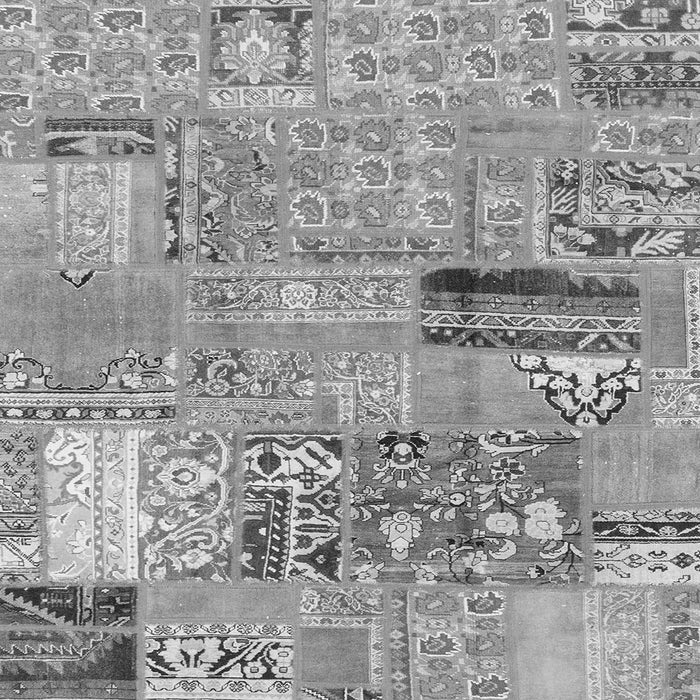 Square Machine Washable Patchwork Gray Transitional Rug, wshabs1964gry