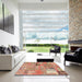 Square Abstract Chestnut Red Patchwork Rug in a Living Room, abs1964