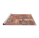 Sideview of Machine Washable Abstract Chestnut Red Rug, wshabs1965