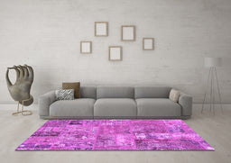 Machine Washable Patchwork Purple Transitional Area Rugs in a Living Room, wshabs1965pur
