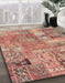 Abstract Chestnut Red Patchwork Rug in Family Room, abs1965