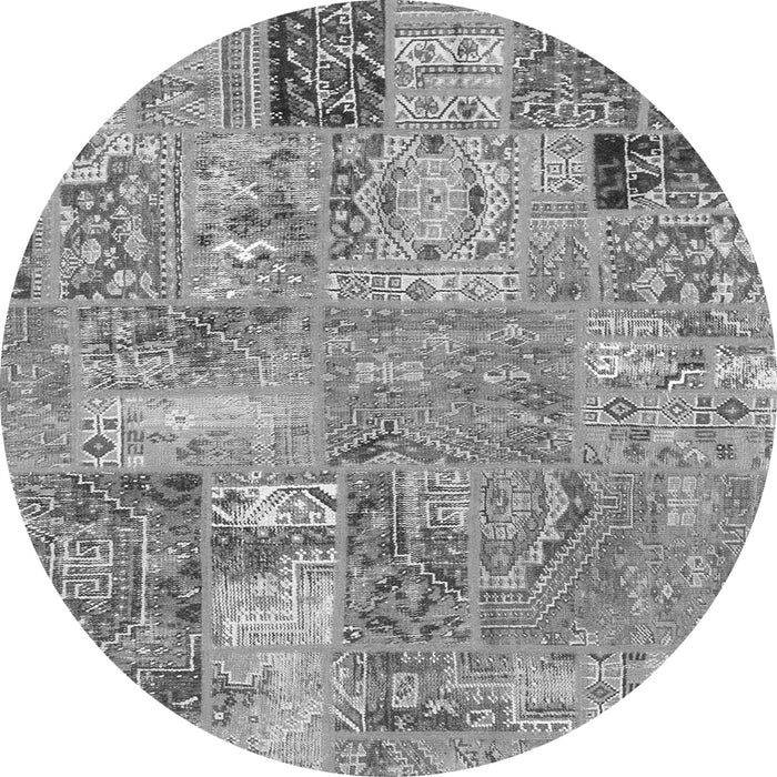 Round Patchwork Gray Transitional Rug, abs1965gry