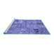 Sideview of Machine Washable Patchwork Blue Transitional Rug, wshabs1965blu