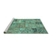 Sideview of Machine Washable Patchwork Turquoise Transitional Area Rugs, wshabs1965turq