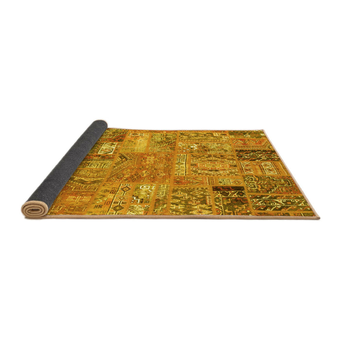 Sideview of Patchwork Yellow Transitional Rug, abs1965yw