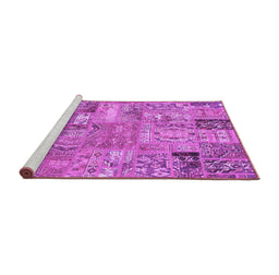 Sideview of Machine Washable Patchwork Purple Transitional Area Rugs, wshabs1965pur