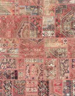 Abstract Chestnut Red Patchwork Rug, abs1965