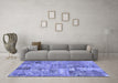 Machine Washable Patchwork Blue Transitional Rug in a Living Room, wshabs1965blu