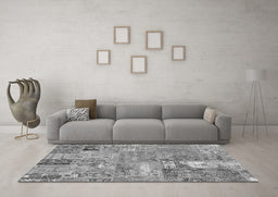 Machine Washable Patchwork Gray Transitional Rug in a Living Room,, wshabs1965gry