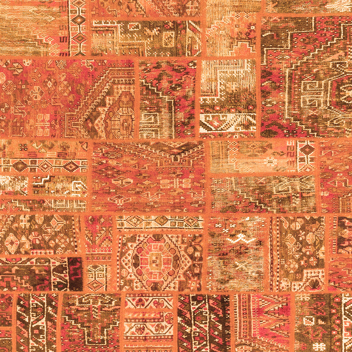 Square Machine Washable Patchwork Orange Transitional Area Rugs, wshabs1965org