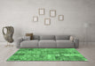 Machine Washable Patchwork Emerald Green Transitional Area Rugs in a Living Room,, wshabs1965emgrn