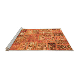 Sideview of Machine Washable Patchwork Orange Transitional Area Rugs, wshabs1965org