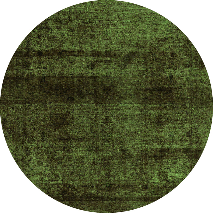 Round Abstract Green Modern Rug, abs1966grn