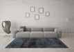 Machine Washable Abstract Turquoise Modern Area Rugs in a Living Room,, wshabs1966turq