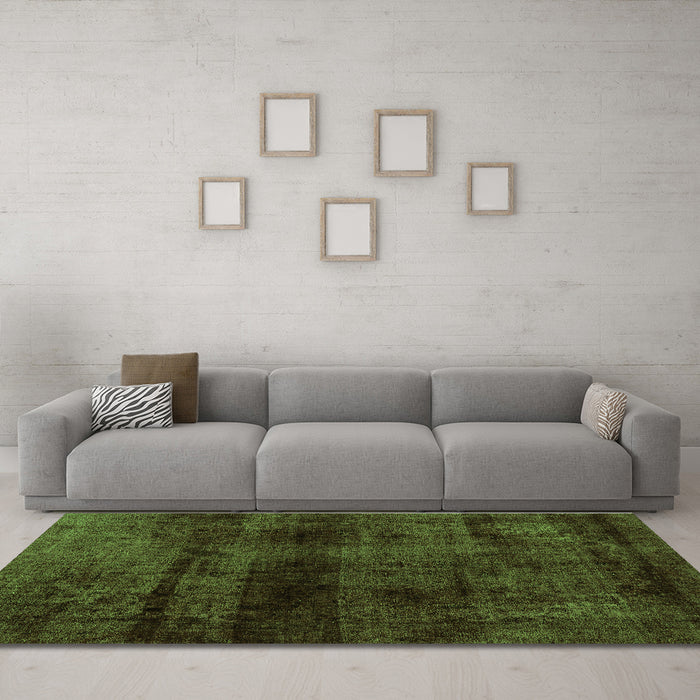Machine Washable Abstract Green Modern Area Rugs in a Living Room,, wshabs1966grn