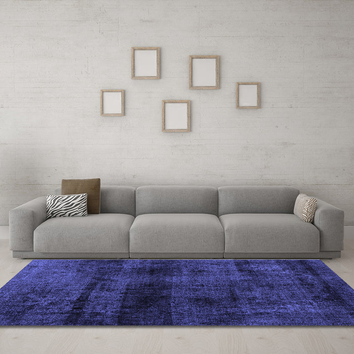 Machine Washable Abstract Blue Modern Rug in a Living Room, wshabs1966blu