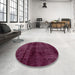 Round Abstract Pink Modern Rug in a Office, abs1966