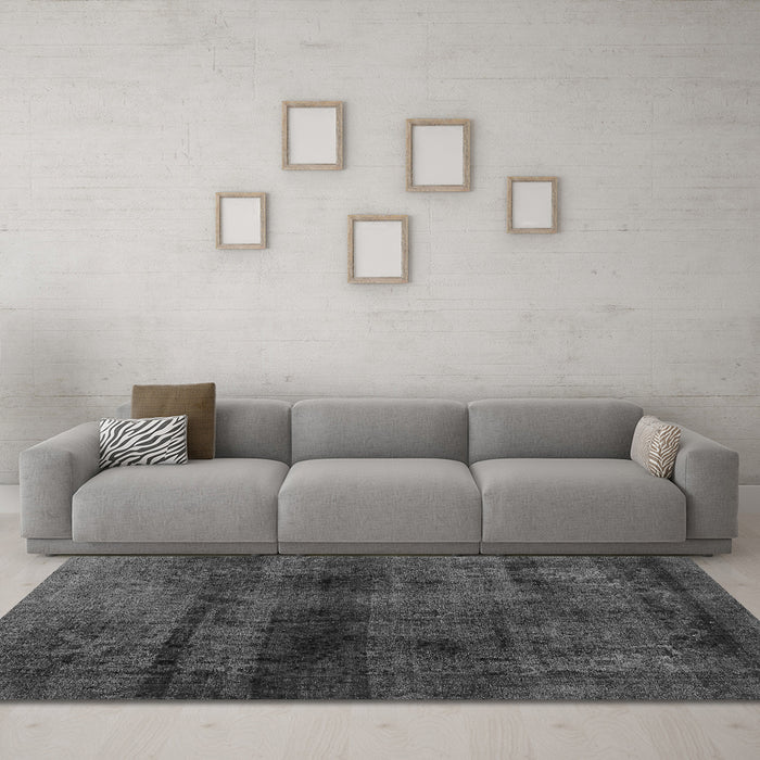 Machine Washable Abstract Gray Modern Rug in a Living Room,, wshabs1966gry