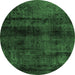 Round Abstract Emerald Green Modern Rug, abs1966emgrn