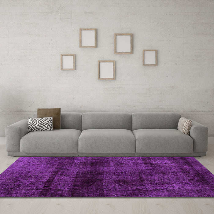 Machine Washable Abstract Purple Modern Area Rugs in a Living Room, wshabs1966pur