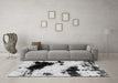 Machine Washable Abstract Gray Modern Rug in a Living Room,, wshabs1967gry