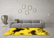 Machine Washable Abstract Yellow Modern Rug in a Living Room, wshabs1967yw