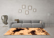 Machine Washable Abstract Orange Modern Area Rugs in a Living Room, wshabs1967org