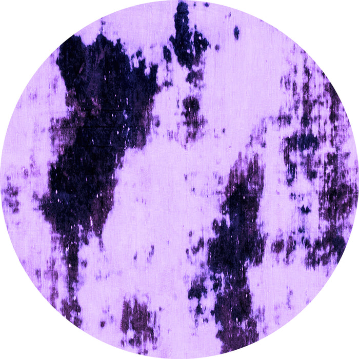 Round Machine Washable Abstract Purple Modern Area Rugs, wshabs1967pur