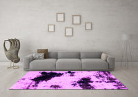 Machine Washable Abstract Pink Modern Rug, wshabs1967pnk