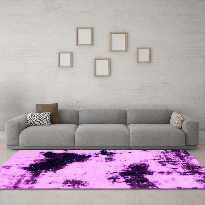 Machine Washable Abstract Pink Modern Rug in a Living Room, wshabs1967pnk