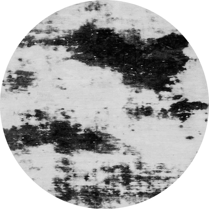 Round Machine Washable Abstract Gray Modern Rug, wshabs1967gry