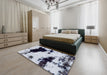 Machine Washable Abstract Blue Rug in a Bedroom, wshabs1967