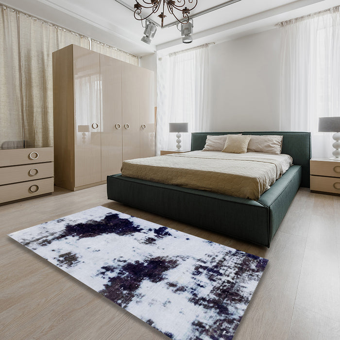 Machine Washable Abstract Blue Rug in a Bedroom, wshabs1967