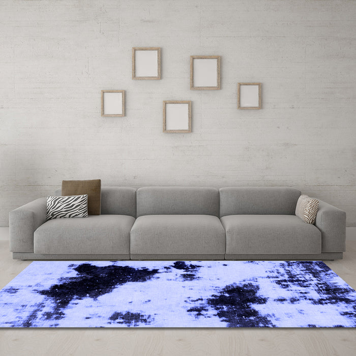 Machine Washable Abstract Blue Modern Rug in a Living Room, wshabs1967blu