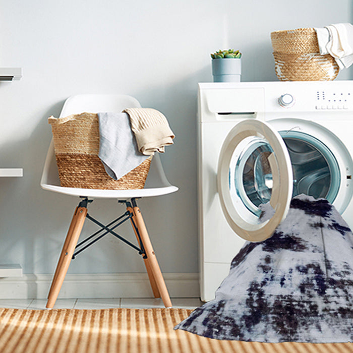 Machine Washable Abstract Blue Rug in a Washing Machine, wshabs1967