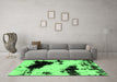 Machine Washable Abstract Emerald Green Modern Area Rugs in a Living Room,, wshabs1967emgrn