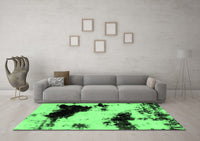 Machine Washable Abstract Emerald Green Modern Rug, wshabs1967emgrn