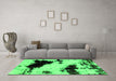 Machine Washable Abstract Green Modern Area Rugs in a Living Room,, wshabs1967grn