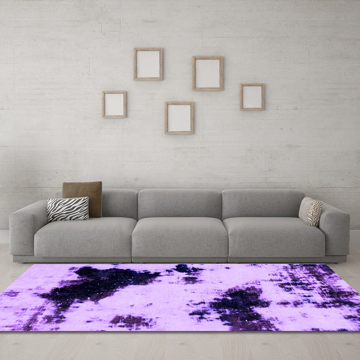 Machine Washable Abstract Purple Modern Area Rugs in a Living Room, wshabs1967pur