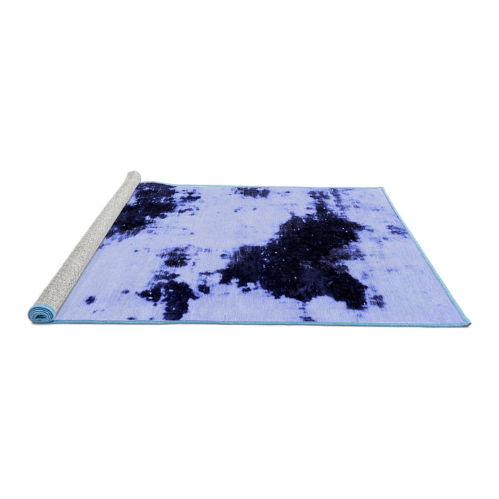 Sideview of Machine Washable Abstract Blue Modern Rug, wshabs1967blu